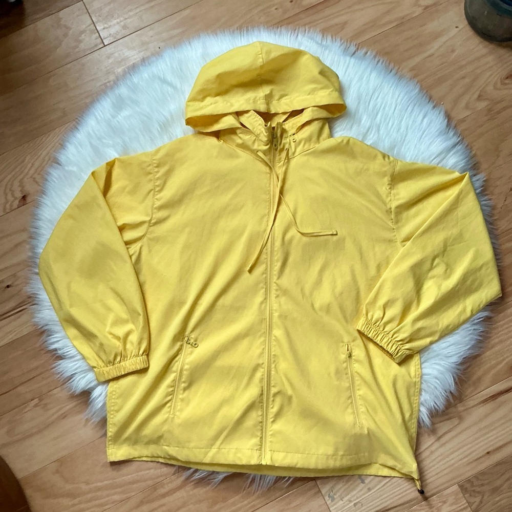 Girlfriend Collective Yellow Lightweight Hooded Jacket Size Medium